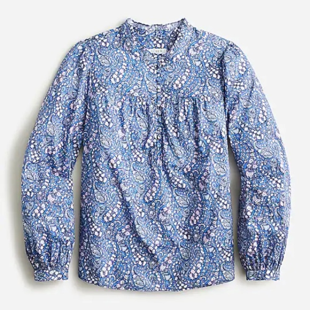 J. Crew Blue Patterned Blouse - Picture 3 of 4